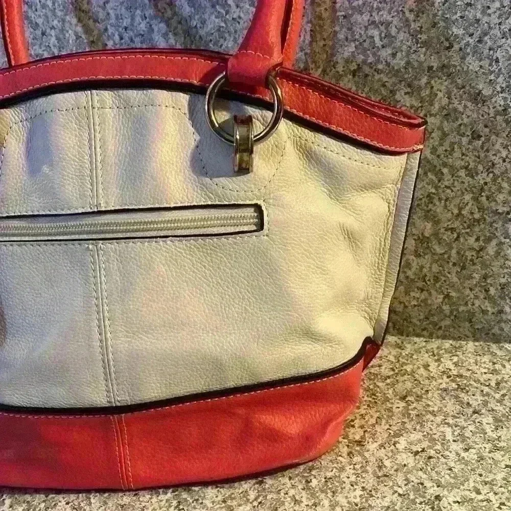 Tignanello pink and white satchel bag